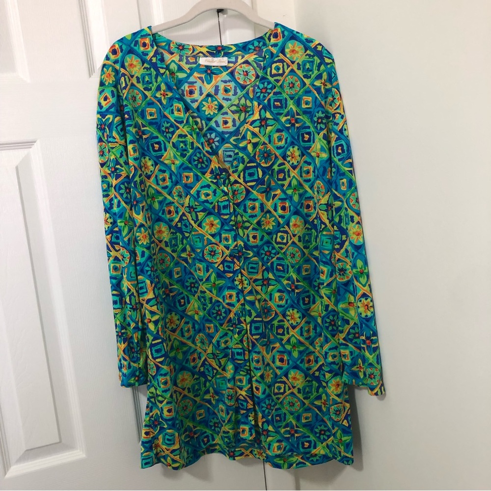 Elisabeth Stuart Bohemian Button Down Cover Up Trippy Art Psychedelic